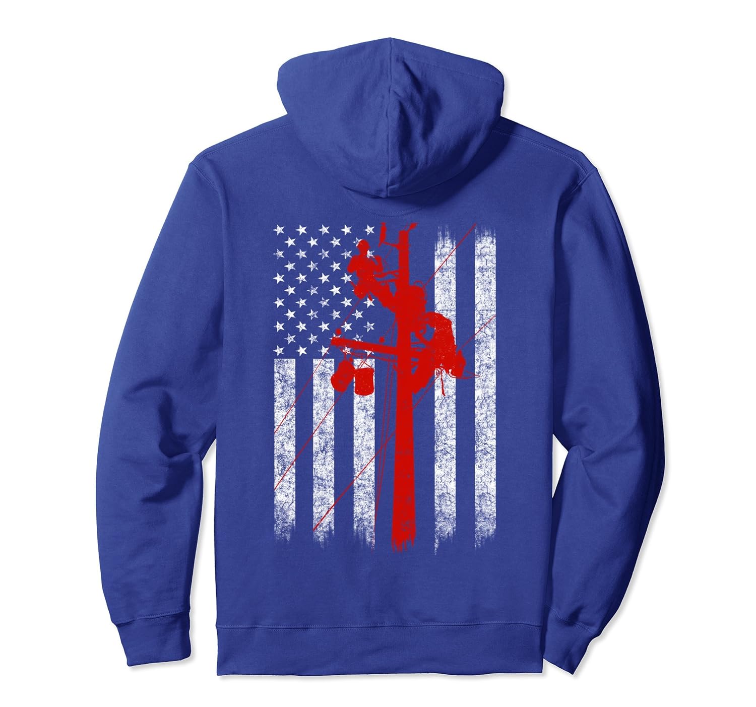 Cool Red Silhouette Grunge American Flag Lineman Hoodie Cool Red Silhouette Grunge American Flag Lineman Hoodie