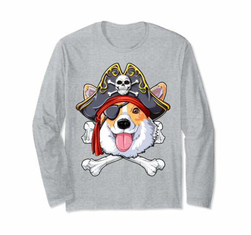 Corgi Pirate T Shirt Jolly Roger Flag Skull And Crossbones