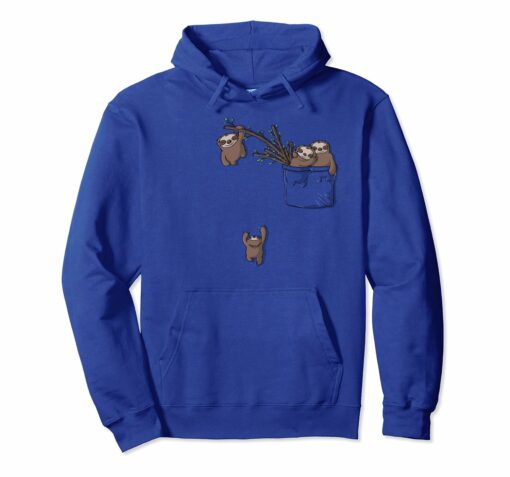 Cute Sloth Family Playing Hanging Out In Pocket Hoodie