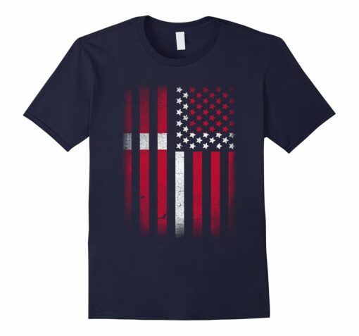 Danish American Flag T Shirt Denmark