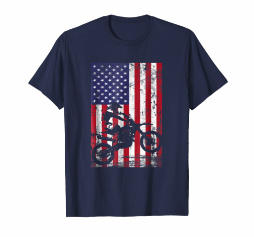 Dirt Bike American Flag Shirt 4th Of July T Shirt