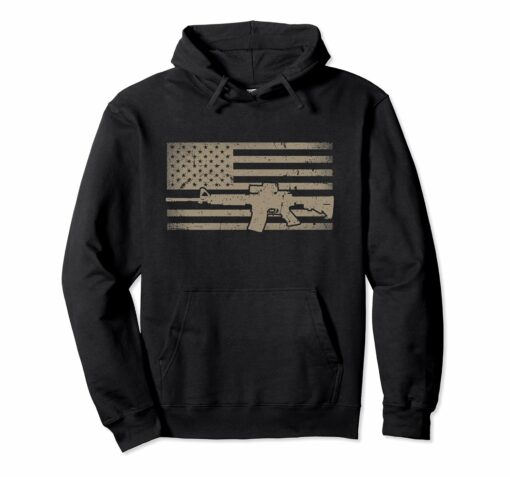 Distressed American Flag Ar15 Hoodie Gift For Gun Lovers