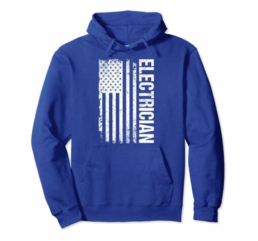Electrician American Flag Gift Pullover Hoodie