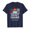 Firefighter Daddy Shark Thin Red Line Us Flag Fireman Gift