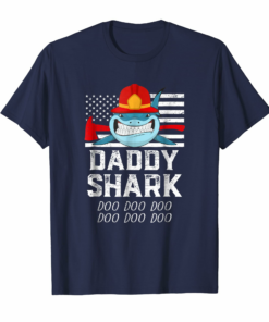 Firefighter Daddy Shark Thin Red Line Us Flag Fireman Gift Firefighter Daddy Shark Thin Red Line Us Flag Fireman Gift