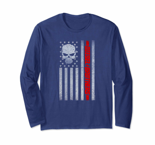 Grungy American Flag Skull Graphic T Shirt