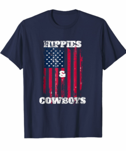 Hippies Cowboys American Flag T Shirt Distressed Look Tee Hippies Cowboys American Flag T Shirt Distressed Look Tee