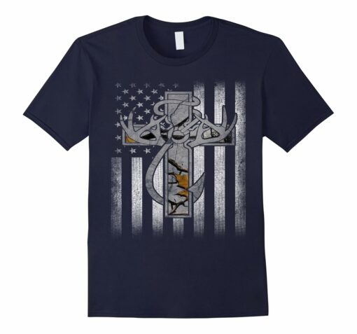 Hunting Deer Flag Tshirt Large