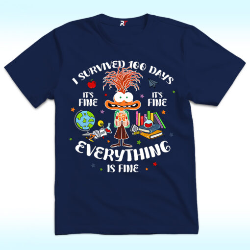 I Survived 100 Days Shirt, It’s Fine I’m Fine Everything Is Fine