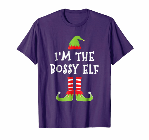 Im The Bossy Elf Matching Family Elf Christmas T Shirt