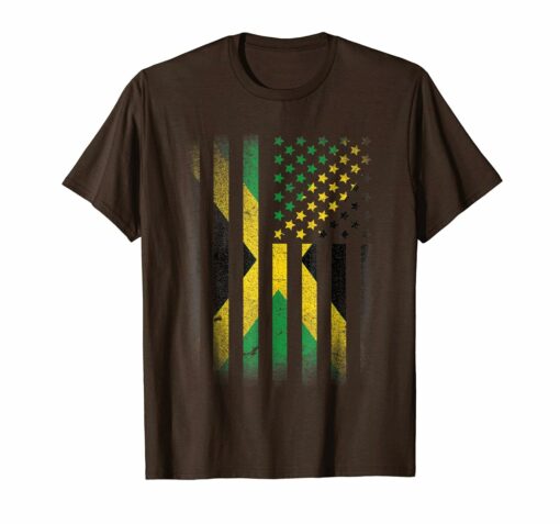 Jamaican American Flag T Shirt Jamaica Usa America