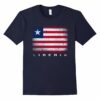 Liberian Flag T Shirt Liberia Cranberry