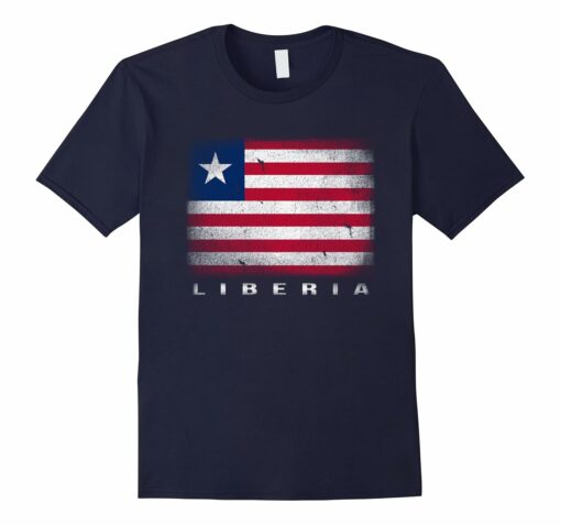 Liberian Flag T Shirt Liberia Cranberry