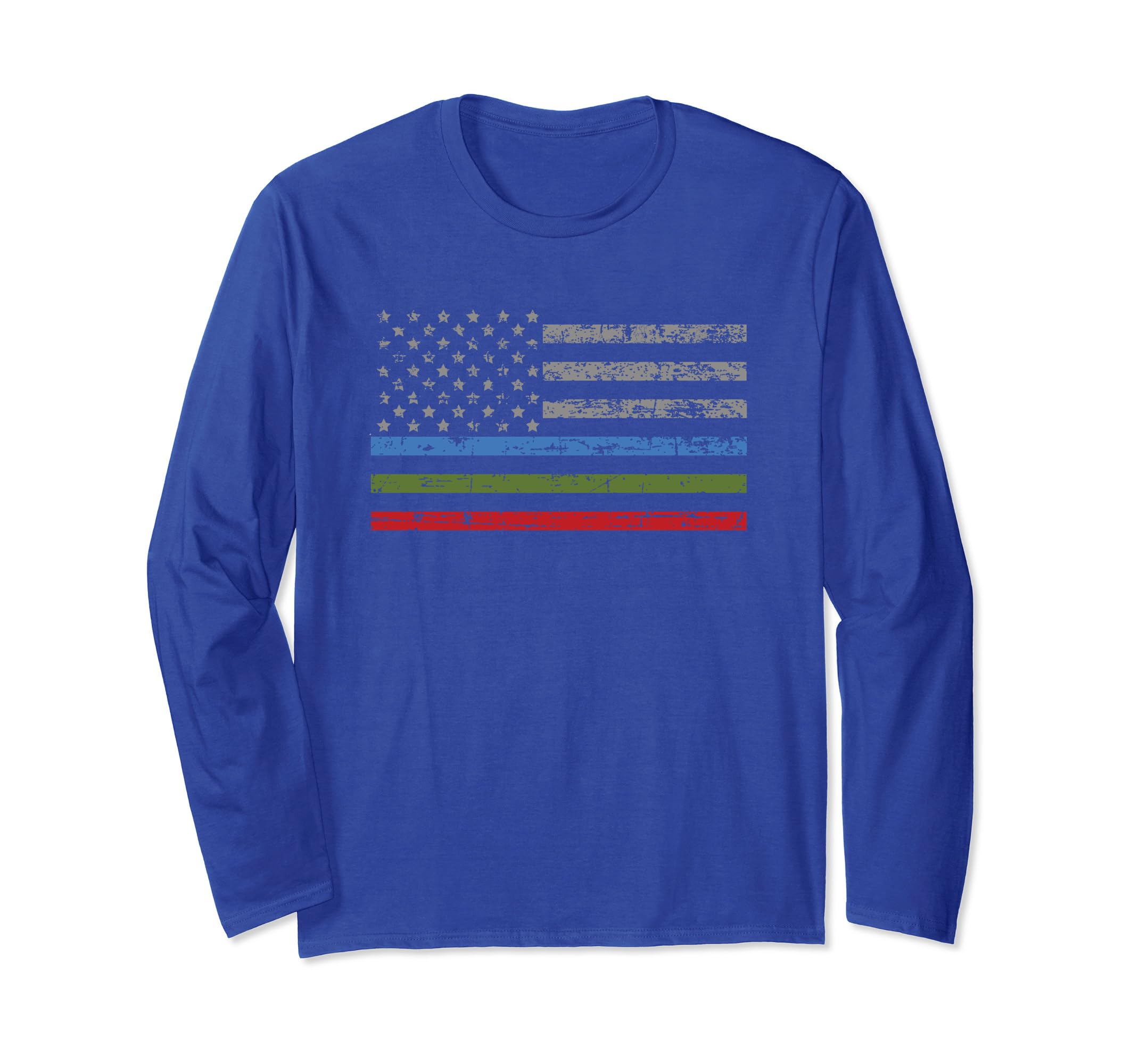 Long Sleeve Thin Blue Green Red Line Flag T Shirt Long Sleeve Thin Blue Green Red Line Flag T Shirt