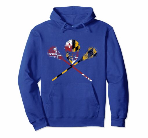 Maryland Flag Lacrosse Boys Hoodie Mens College Lax Stick