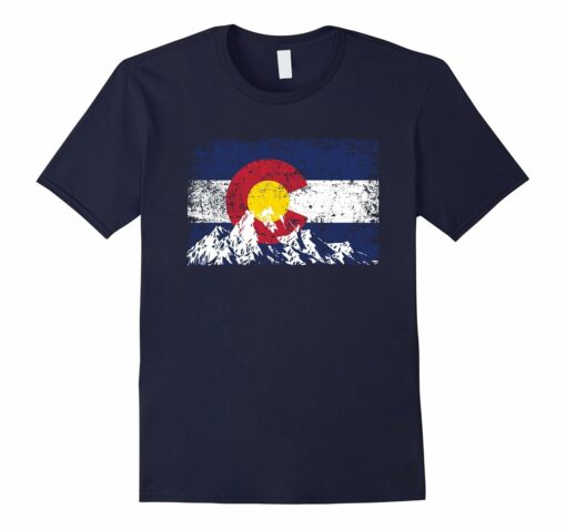 Mens Colorado Flag Mountain T Shirt