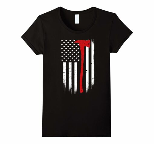 Mens Firefighter Flag T Shirt Black