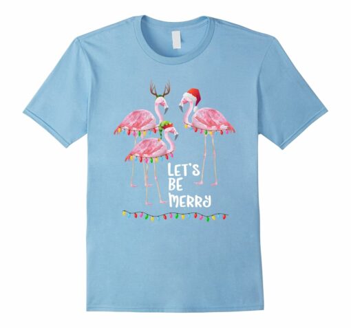 Merry Christmas Flamingo T Shirt Family Holiday Vacation Tee