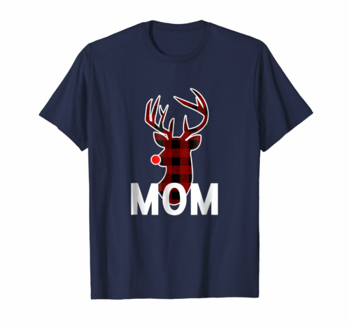 Mom Family Matching Pajama Shirt For Christmas Red Nose Deer