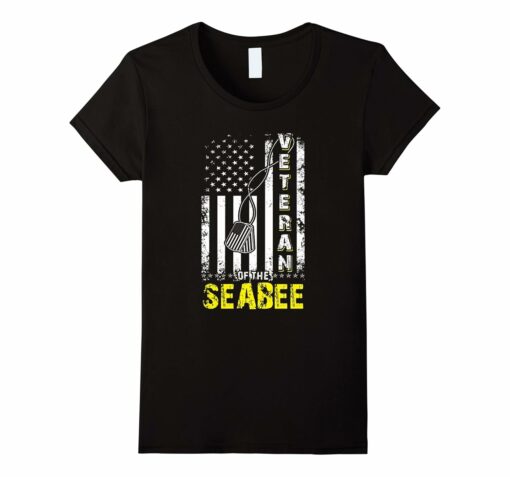 Navy Seabee Veteran American Flag