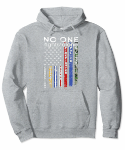No One Fights Alone Usa Flag Line Military Police Hoodie No One Fights Alone Usa Flag Line Military Police Hoodie