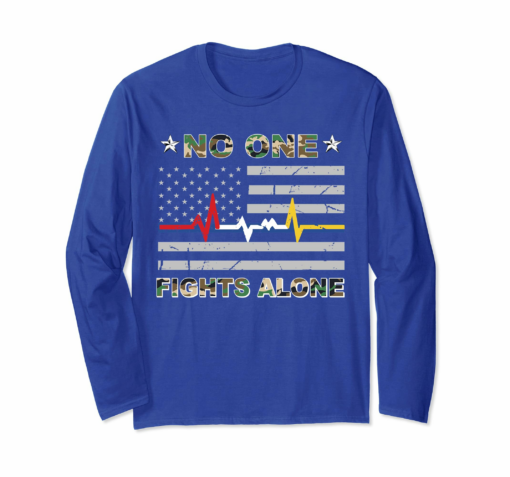 No One Fights Alone Usa Flag Shirt Military Police Nurse 911