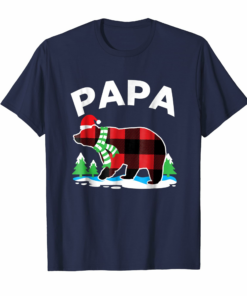 Papa Bear Red Buffalo Plaid Family Matching Pajama T Shirt Papa Bear Red Buffalo Plaid Family Matching Pajama T Shirt