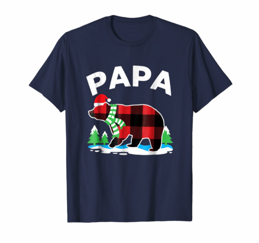 Papa Bear Red Buffalo Plaid Family Matching Pajama T Shirt