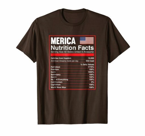 Patriotic Merica Nutrition Facts T Shirt America Flag