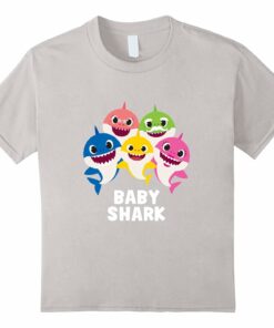 Pinkfong Shark Family T Shirt Silver Pinkfong Shark Family T Shirt Silver