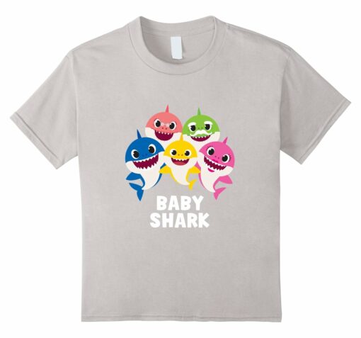 Pinkfong Shark Family T Shirt Silver