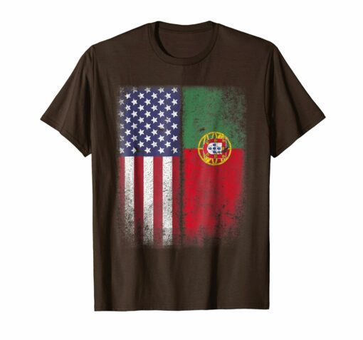 Portuguese American Flag T Shirt Portugal Usa America