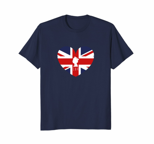 Queen Elizabeth Ii British Flag Heart Tshirt