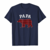 Red Plaid Papa Bear T Shirt Matching Family Gift