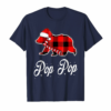 Red Plaid Pop Pop Bear Buffalo Matching Family Pajama Shirt