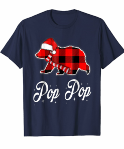 Red Plaid Pop Pop Bear Buffalo Matching Family Pajama Shirt Red Plaid Pop Pop Bear Buffalo Matching Family Pajama Shirt