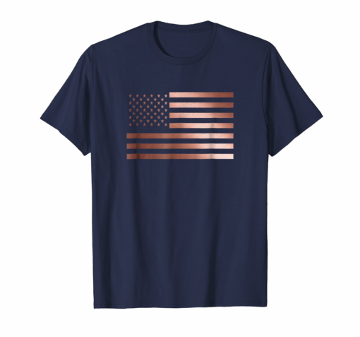 Rose Gold Usa Flag Cute T Shirt Gift Idea 4th Of July Tee