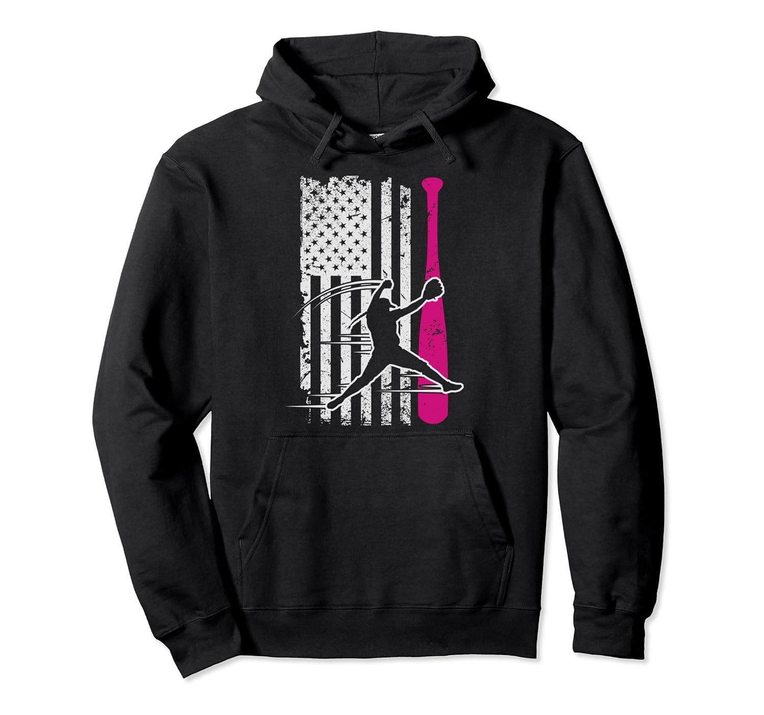 Softball American Flag Pullover Hoodie Softball American Flag Pullover Hoodie