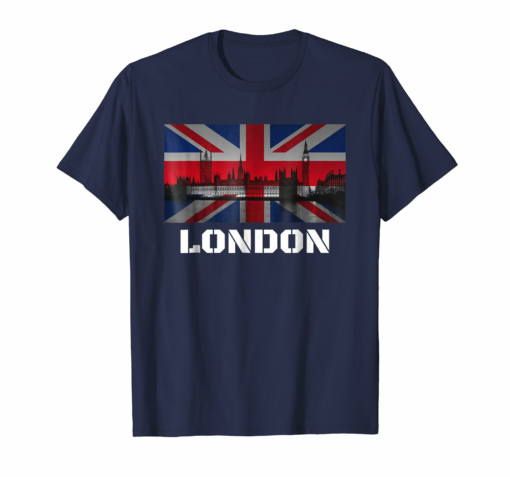 Souvenir London T Shirt City Vintage Uk Flag British Tee