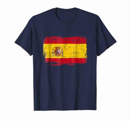 Spain Flag T Shirt Distressed Vintage