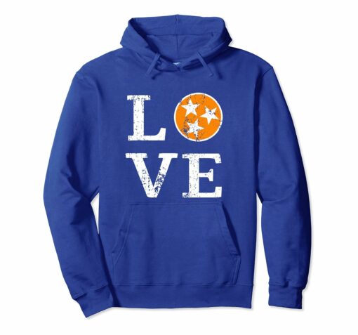 Tennessee Flag Hoodie Orange White Vintage Love Sweatshirt