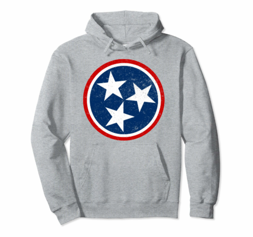 Tennessee Volunteer State Distressed Tristar Flag Hoodie