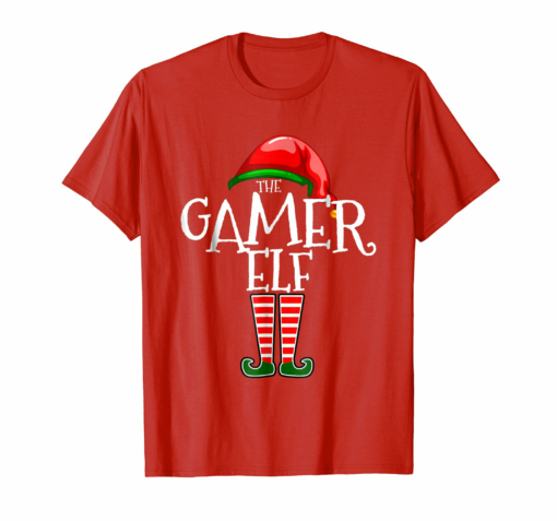 The Gamer Elf Funny Christmas Tshirt Gift Matching Family