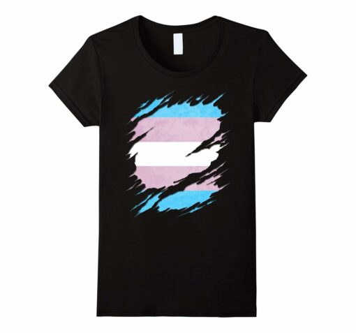 Transgender Pride Flag Ripped T Shirt