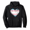 Transgender Pride Heart Flag Hoodie Trans Awareness Gift