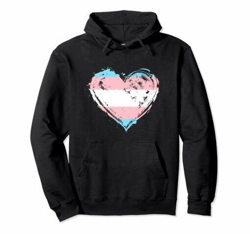 Transgender Pride Heart Flag Hoodie Trans Awareness Gift