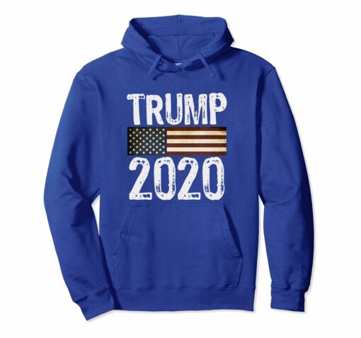 Trump 2020 American Usa Flag Vintage Effect Pullover Hoodie