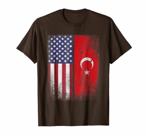 Turkish American Flag T Shirt Turkey Usa Turkiye America