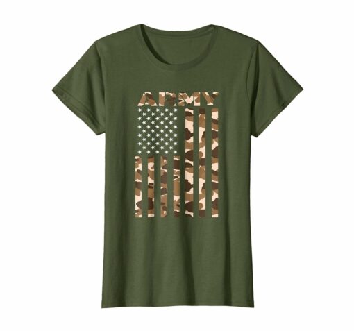 Us Army Flag Infantry Ranger T Shirt Camouflage Brown