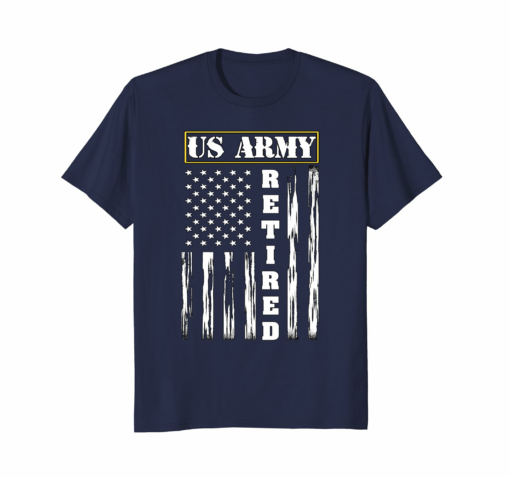 Us Army Retired Distressed American Flag Tee
